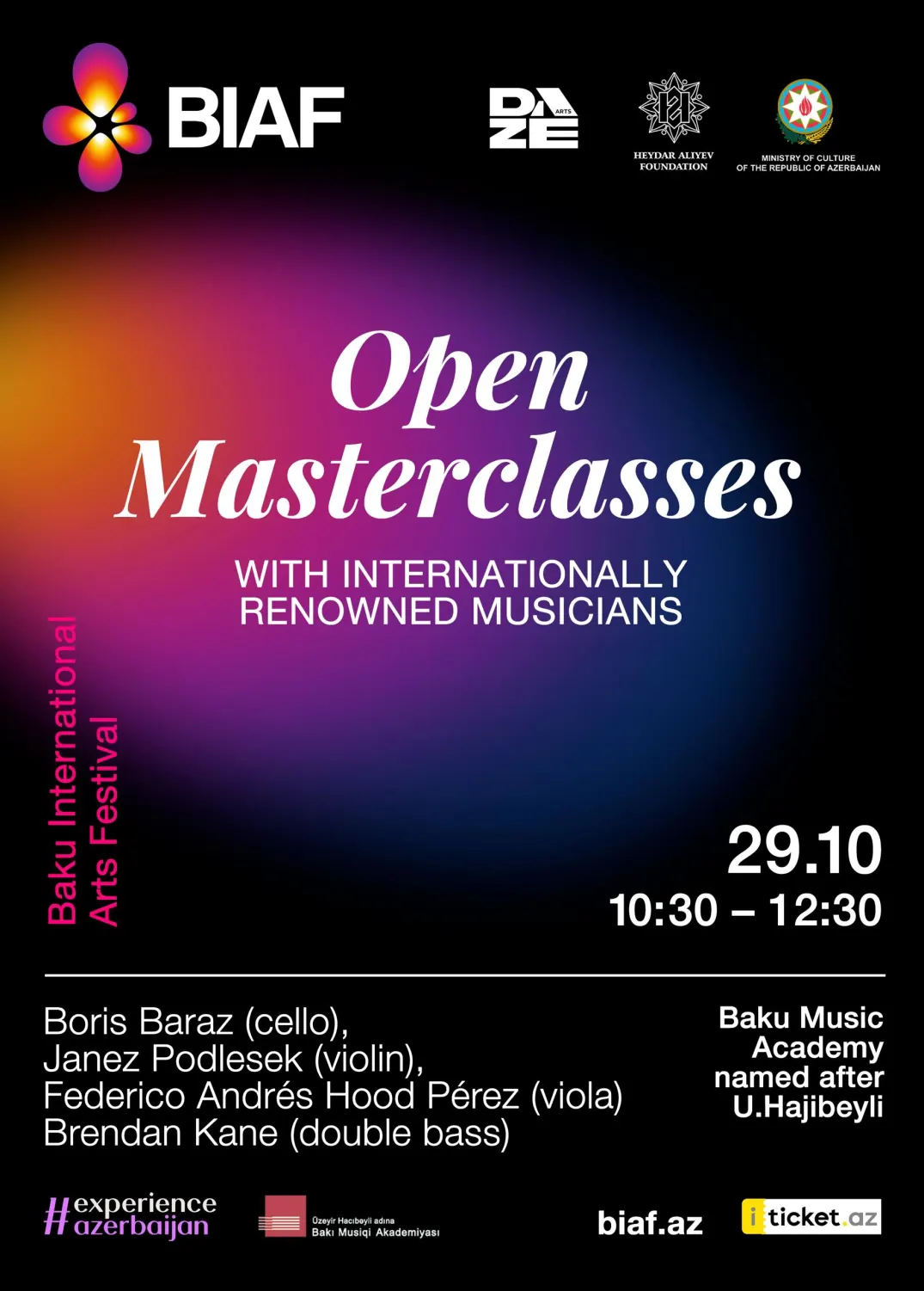 OPEN MASTERCLASSES WITH INTERNATIONALLY RENOWNED MUSICIANS